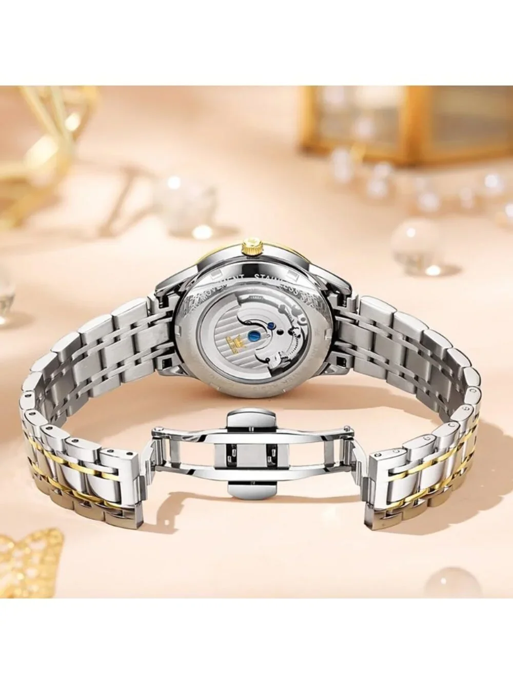 Women’s Gold Blue Automatic Starry Sky Diamond Bezel Luxury Mechanical Watches